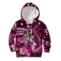 Personalised Maori Romantic Valentine Kid Hoodie The Hongi Kiss Pink Galaxy DT05 Hoodie Pink - Polynesian Pride