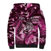 Personalised Maori Romantic Valentine Sherpa Hoodie The Hongi Kiss Pink Galaxy DT05 - Polynesian Pride