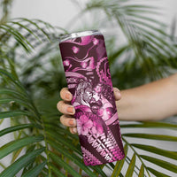 Personalised Maori Romantic Valentine Skinny Tumbler The Hongi Kiss Pink Galaxy DT05 - Polynesian Pride