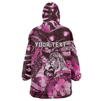 Personalised Maori Romantic Valentine Wearable Blanket Hoodie The Hongi Kiss Pink Galaxy DT05 - Polynesian Pride