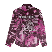 Personalised Maori Romantic Valentine Women Casual Shirt The Hongi Kiss Pink Galaxy DT05 - Polynesian Pride