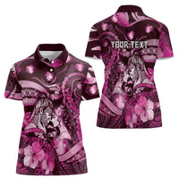 Personalised Maori Romantic Valentine Women Polo Shirt The Hongi Kiss Pink Galaxy DT05 - Polynesian Pride