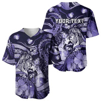 Personalised Maori Romantic Valentine Baseball Jersey The Hongi Kiss Purple Galaxy