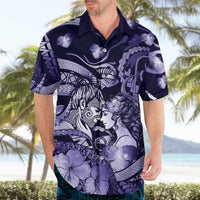 Personalised Maori Romantic Valentine Hawaiian Shirt The Hongi Kiss Purple Galaxy DT05 - Polynesian Pride
