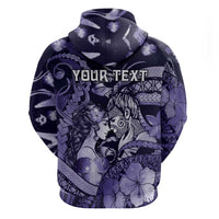 Personalised Maori Romantic Valentine Hoodie The Hongi Kiss Purple Galaxy DT05 - Polynesian Pride