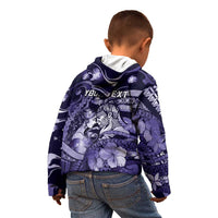 Personalised Maori Romantic Valentine Kid Hoodie The Hongi Kiss Purple Galaxy DT05 - Polynesian Pride