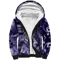 Personalised Maori Romantic Valentine Sherpa Hoodie The Hongi Kiss Purple Galaxy DT05 Unisex Purple - Polynesian Pride