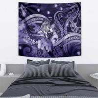 Maori Romantic Valentine Tapestry The Hongi Kiss Purple Galaxy