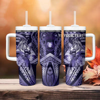 Personalised Maori Romantic Valentine Tumbler With Handle The Hongi Kiss Purple Galaxy DT05 - Polynesian Pride
