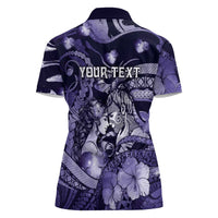 Personalised Maori Romantic Valentine Women Polo Shirt The Hongi Kiss Purple Galaxy DT05 - Polynesian Pride