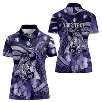 Personalised Maori Romantic Valentine Women Polo Shirt The Hongi Kiss Purple Galaxy DT05 - Polynesian Pride