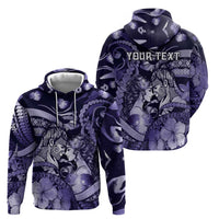 Personalised Maori Romantic Valentine Zip Hoodie The Hongi Kiss Purple Galaxy DT05 - Polynesian Pride