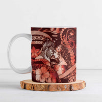Personalised Maori Romantic Valentine Ceramic Mug The Hongi Kiss Red Galaxy