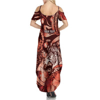 Personalised Maori Romantic Valentine Family Matching Summer Maxi Dress and Hawaiian Shirt The Hongi Kiss Red Galaxy DT05 - Polynesian Pride