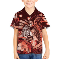 Personalised Maori Romantic Valentine Hawaiian Shirt The Hongi Kiss Red Galaxy