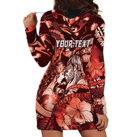 Personalised Maori Romantic Valentine Hoodie Dress The Hongi Kiss Red Galaxy DT05 - Polynesian Pride