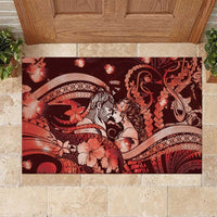 Maori Romantic Valentine Rubber Doormat The Hongi Kiss Red Galaxy