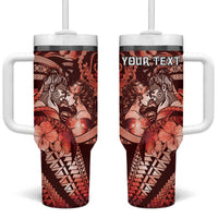 Personalised Maori Romantic Valentine Tumbler With Handle The Hongi Kiss Red Galaxy DT05 One Size: 40 oz Red - Polynesian Pride