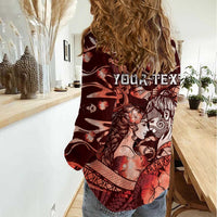 Personalised Maori Romantic Valentine Women Casual Shirt The Hongi Kiss Red Galaxy DT05 - Polynesian Pride