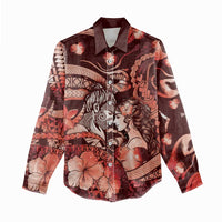 Personalised Maori Romantic Valentine Women Casual Shirt The Hongi Kiss Red Galaxy DT05 - Polynesian Pride