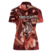 Personalised Maori Romantic Valentine Women Polo Shirt The Hongi Kiss Red Galaxy DT05 - Polynesian Pride