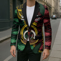 Personalised Vanuatu Independence Day Blazer Boar Tusk Warrior Tribal Floral Patterns