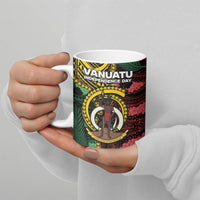 Personalised Vanuatu Independence Day Ceramic Mug Boar Tusk Warrior Tribal Floral Patterns