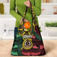 Vanuatu Independence Day Grocery Bag Boar Tusk Warrior Tribal Floral Patterns