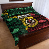 Vanuatu Independence Day Quilt Bed Set Boar Tusk Warrior Tribal Floral Patterns