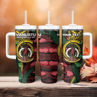 Personalised Vanuatu Independence Day Tumbler With Handle Boar Tusk Warrior Tribal Floral Patterns
