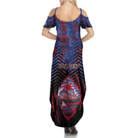 Personalised Guam Family Matching Summer Maxi Dress and Hawaiian Shirt Chamorro Seal Tribal Scratch Design DT05 - Polynesian Pride