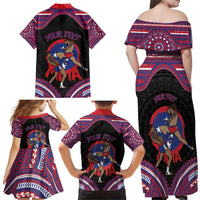 Personalised Samoa Mixed Martial Arts Family Matching Off Shoulder Maxi Dress and Hawaiian Shirt Flying Knee Of Samoan DT05 - Polynesian Pride