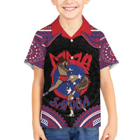 Personalised Samoa Mixed Martial Arts Family Matching Off Shoulder Short Dress and Hawaiian Shirt Flying Knee Of Samoan DT05 Son's Shirt Black - Polynesian Pride