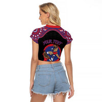 Personalised Samoa Mixed Martial Arts Raglan Cropped T Shirt Flying Knee Of Samoan - Polynesian Pride