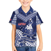 Personalised Samoa Rugby Family Matching Short Sleeve Bodycon Dress and Hawaiian Shirt Pacific Warrior Glory - Polynesian Pride