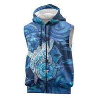 Personalised Northern Mariana Islands Sleeveless Zip Hoodie Galaxy Polynesian Shark Tattoo - Polynesian Pride