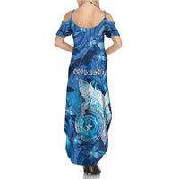 Personalised Northern Mariana Islands Summer Maxi Dress Galaxy Polynesian Shark Tattoo - Polynesian Pride