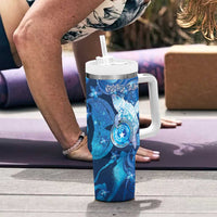Personalised Northern Mariana Islands Tumbler With Handle Galaxy Polynesian Shark Tattoo - Polynesian Pride