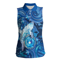 Personalised Northern Mariana Islands Women Sleeveless Polo Shirt Galaxy Polynesian Shark Tattoo DT05 Female Blue - Polynesian Pride