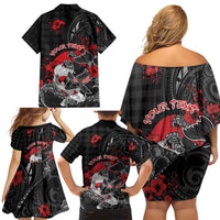 Personalised Hawaiian And Japanese Family Matching Off Shoulder Short Dress and Hawaiian Shirt Aloha Koi Fish Palaka Patterns DT05 - Polynesian Pride