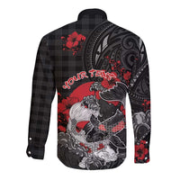 Personalised Hawaiian And Japanese Long Sleeve Button Shirt Aloha Koi Fish Palaka Patterns - Polynesian Pride