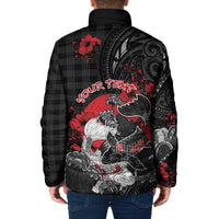 Personalised Hawaiian And Japanese Padded Jacket Aloha Koi Fish Palaka Patterns - Polynesian Pride