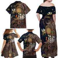 Hawaii Makahiki Family Matching Off Shoulder Maxi Dress and Hawaiian Shirt Polynesian Sky And Earth DT05 - Polynesian Pride