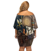 Hawaii Makahiki Family Matching Off Shoulder Short Dress and Hawaiian Shirt Polynesian Sky And Earth DT05 - Polynesian Pride