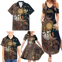 Hawaii Makahiki Family Matching Summer Maxi Dress and Hawaiian Shirt Polynesian Sky And Earth DT05 - Polynesian Pride