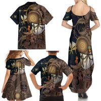 Hawaii Makahiki Family Matching Summer Maxi Dress and Hawaiian Shirt Polynesian Sky And Earth DT05 - Polynesian Pride