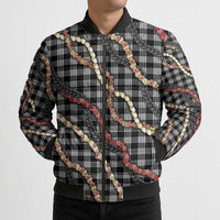 Hawaii Palaka Niihau Shell Lei Bomber Puffer Jacket Tropical Island Plaid Patterns