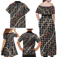 Hawaii Palaka Niihau Shell Lei Family Matching Off Shoulder Maxi Dress and Hawaiian Shirt Tropical Island Plaid Patterns DT05 - Polynesian Pride