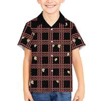 Hawaii Palaka Kahelelani Shell Lei Costume Family Matching Off Shoulder Maxi Dress and Hawaiian Shirt Plaid Patterns DT05 Son's Shirt Black - Polynesian Pride