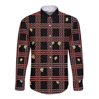 Hawaii Palaka Kahelelani Shell Lei Costume Long Sleeve Button Shirt Plaid Patterns